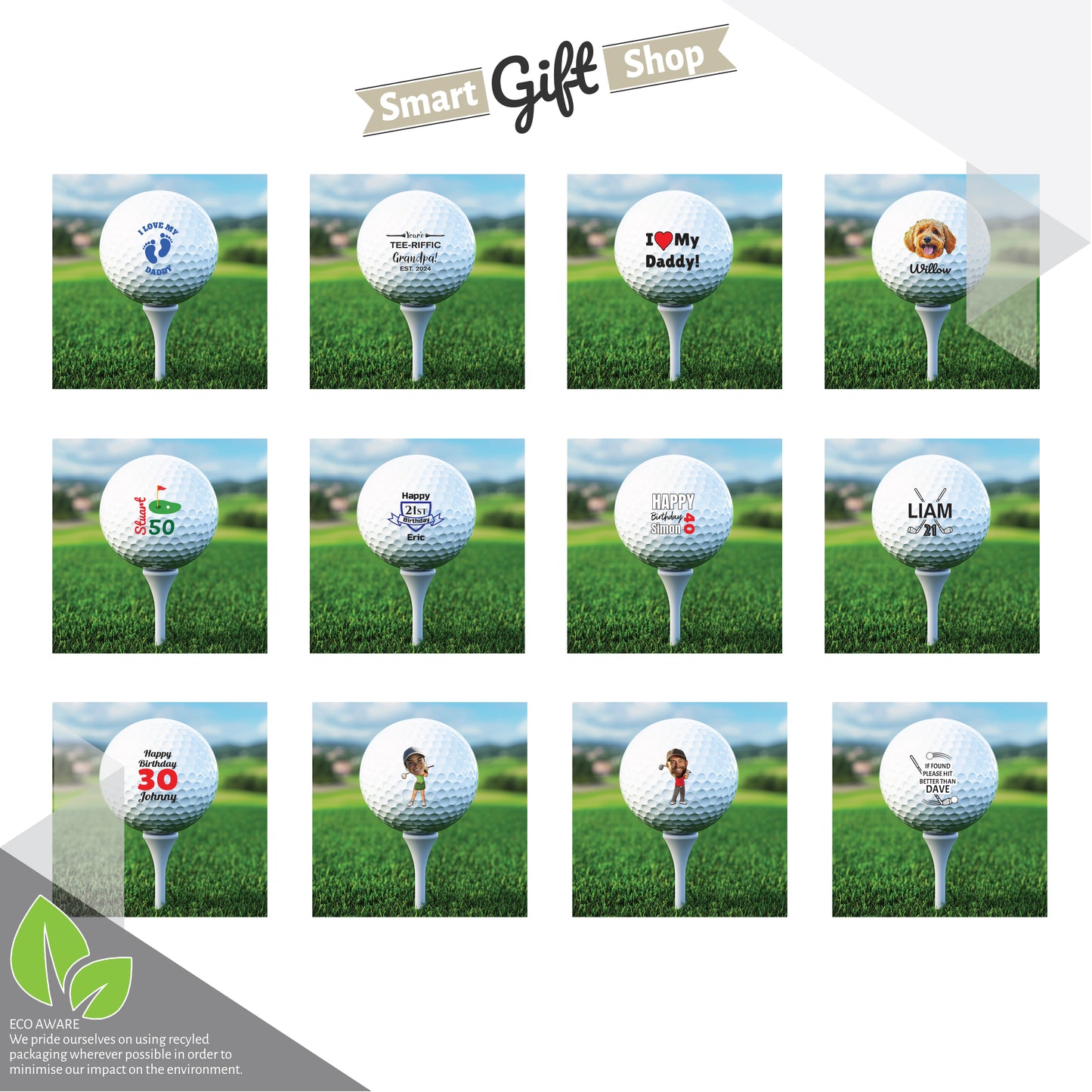 Personalised Branded 3 Golf Ball Sleeve - Golfer's Gift, Father's Day, Wedding Favour, Birthday, Valentines, Pet Photo Text Logo