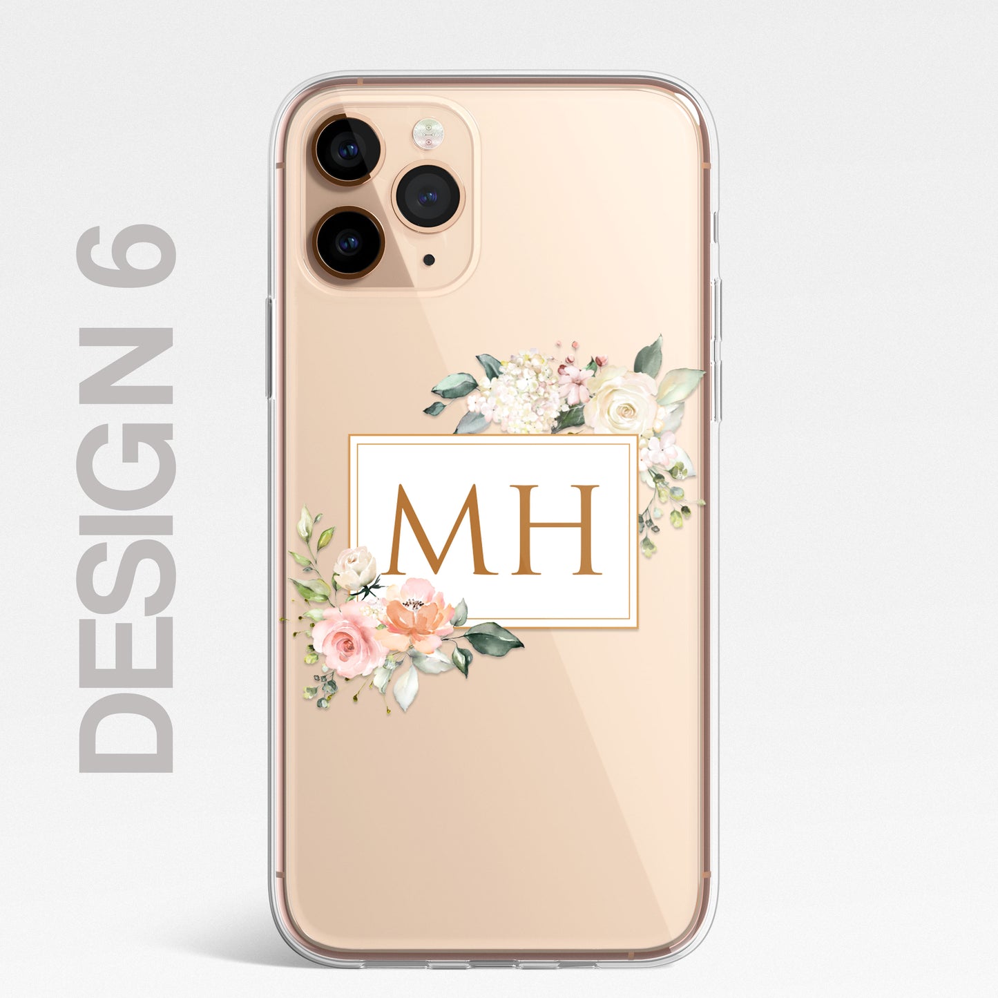 Personalised Floral CLEAR Phone Cover Case Custom For iPhone 13 Pro Max Mini +