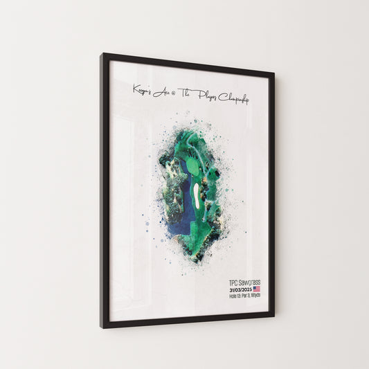 Personalised Golf Print – Custom Aerial Golf Course Map ANY HOLE Worldwide with hole details and your own Bespoke Text – Hole in One Gift for Men Women, Golf Art, Father's Day, Birthday or Retirement