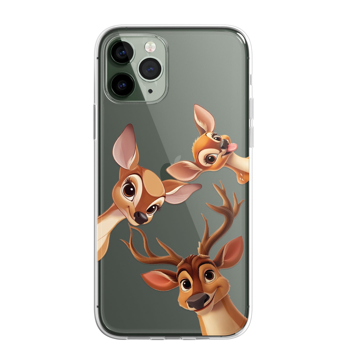 Stag Deer Custom Cartoon Phone Case Personalised CLEAR Cute Family Splatter Phone Cover Case for iPhone 16 15 14 13 12 11