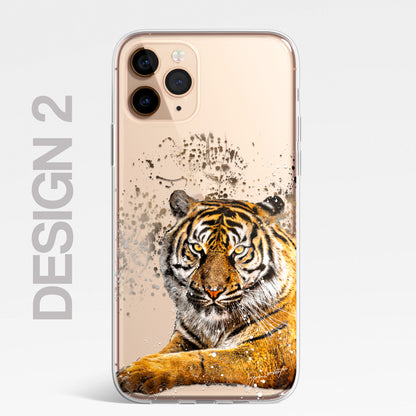 Asian Animals Phone Case Splatter Art CLEAR Cover Case for iPhone 14 13 12 Pro +