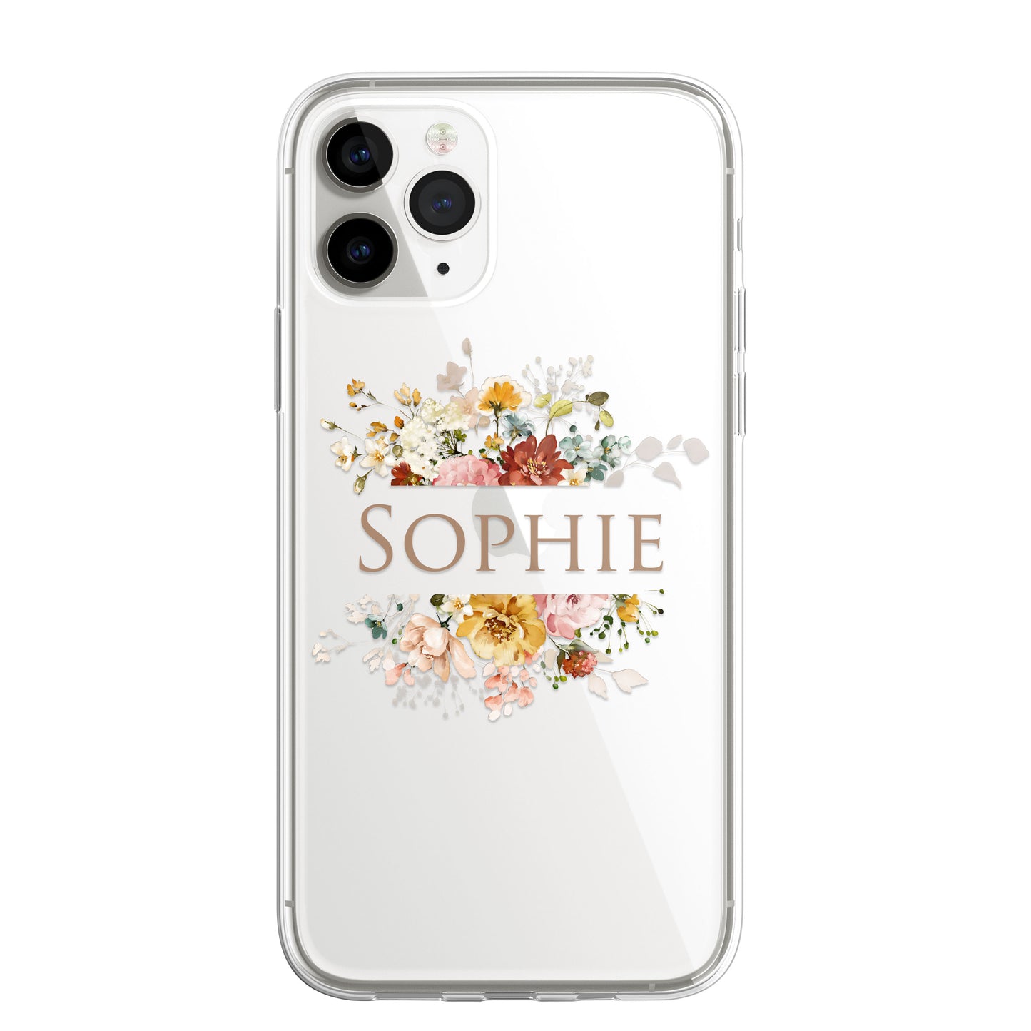 Personalised Floral CLEAR Phone Cover Case Custom For iPhone 13 Pro Max Mini +