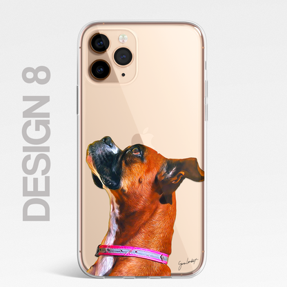 Boxer Dog Phone Case Painting Effect CLEAR Cover Case for iPhone 14 13 12 Pro +