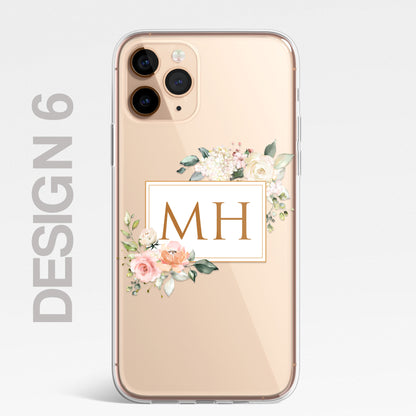 Personalised Floral CLEAR Phone Cover Case Custom For iPhone 13 Pro Max Mini +