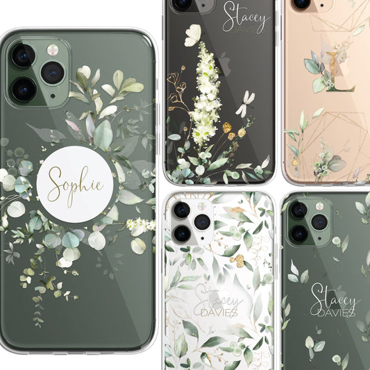 Personalised Floral Botanic Custom CLEAR Cover Case Flower for Samsung S21 S20