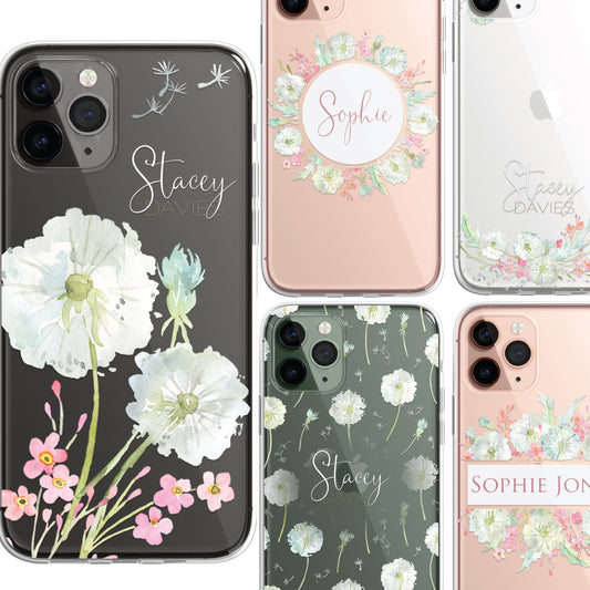 Personalised Floral Dandelions Custom CLEAR Cover Case Flower for Samsung S21 S2