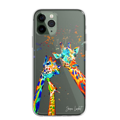 Giraffe Family Phone Case Personalised CLEAR Cute Splatter Phone Cover Case for iPhone 14 13 12