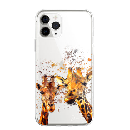 Giraffe Family Phone Case Personalised CLEAR Cute Splatter Phone Cover Case for iPhone 14 13 12