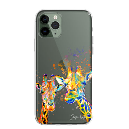 Giraffe Family Phone Case Personalised CLEAR Cute Splatter Phone Cover Case for iPhone 14 13 12