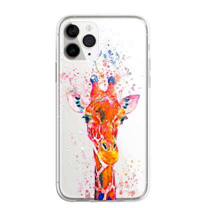 Giraffe Family Phone Case Personalised CLEAR Cute Splatter Phone Cover Case for iPhone 14 13 12