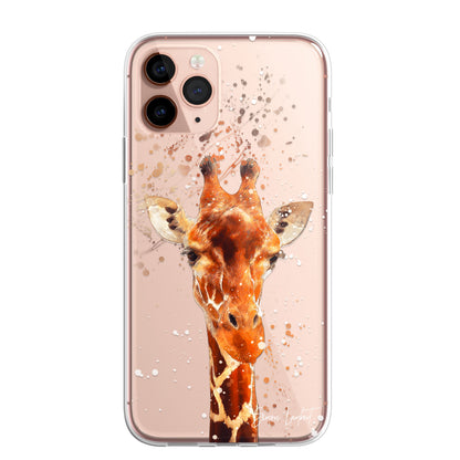 Giraffe Family Phone Case Personalised CLEAR Cute Splatter Phone Cover Case for iPhone 14 13 12