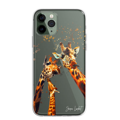 Giraffe Family Phone Case Personalised CLEAR Cute Splatter Phone Cover Case for iPhone 14 13 12