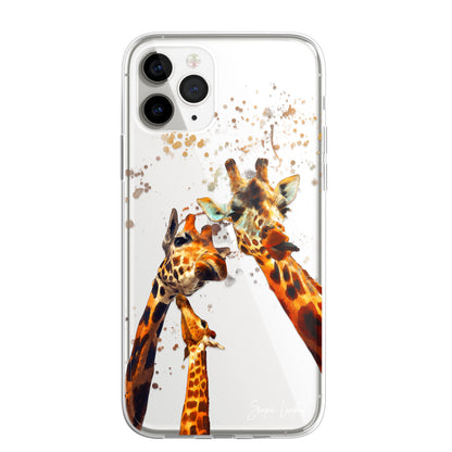 Giraffe Family Phone Case Personalised CLEAR Cute Splatter Phone Cover Case for iPhone 14 13 12