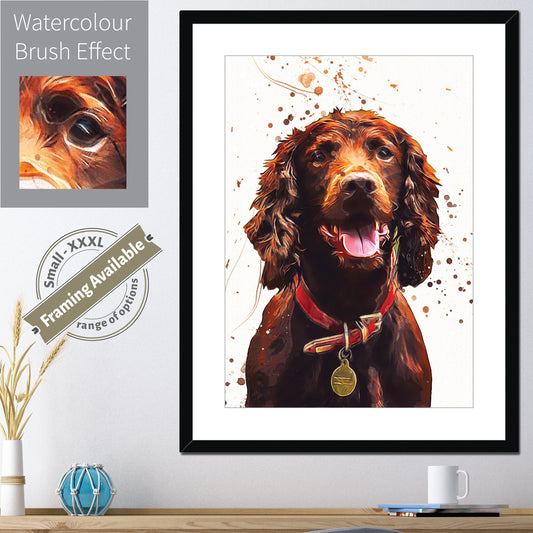 Personalised PET Portrait Print, Splatter Custom Painting Style, Dog Cat Horse Animal